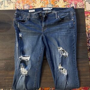 Torrid Dark Blue Distressed Boyfriend Jeans